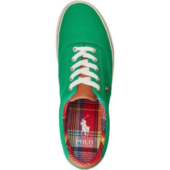 new mens 10 polo ralph lauren keaton pony canvas sneaker green - Picture 3 of 4